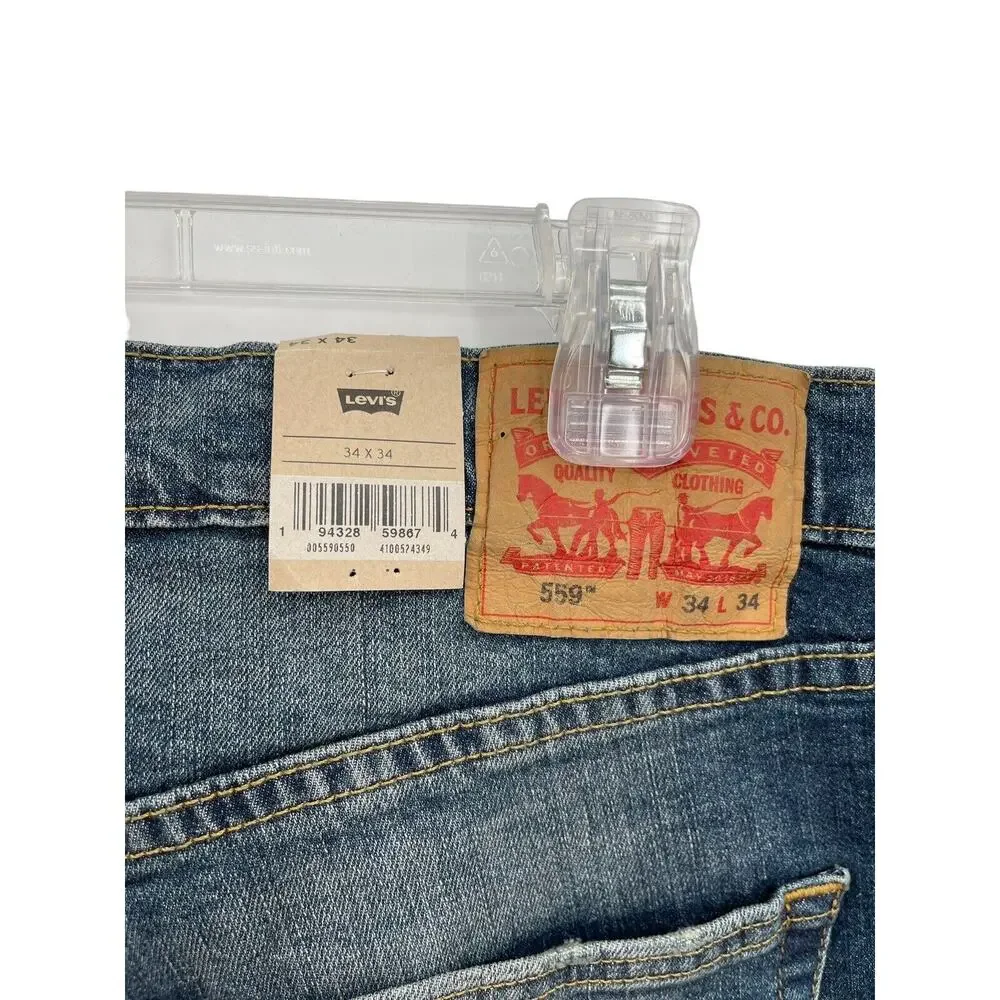 NWT Levi’s 559 Jeans Relaxed Straight Stretch Waist 37” 34 Inseam